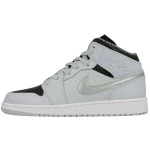 NIKE Air Jordan 1 Mid 'Platinum Metallic Silver' Sneakers Size 7Y/W8.5